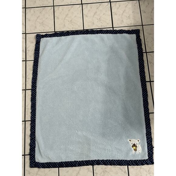 Carters Child of Mine Blue Plush Baby Blanket Puppy Dog Stars Satin Trim 30 x 36 - Picture 1 of 4